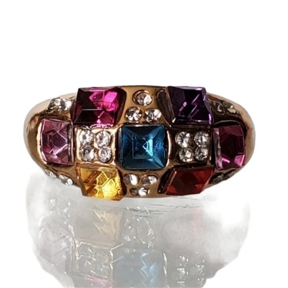 Jewelry - Gold tone Multi Color Cocktail Ring Christmas gift size 8